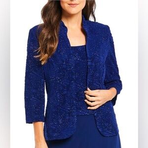 NEW Alex Evenings Electric Blue Sparkle Formal Blazer Jacket - Size 14W